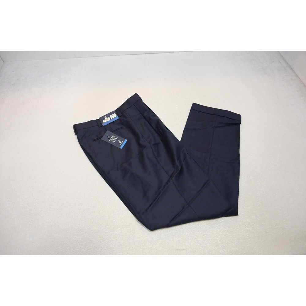 Nautica Dress Pants Mens 34x34 Navy Blue Wool Pleated Performance NWT